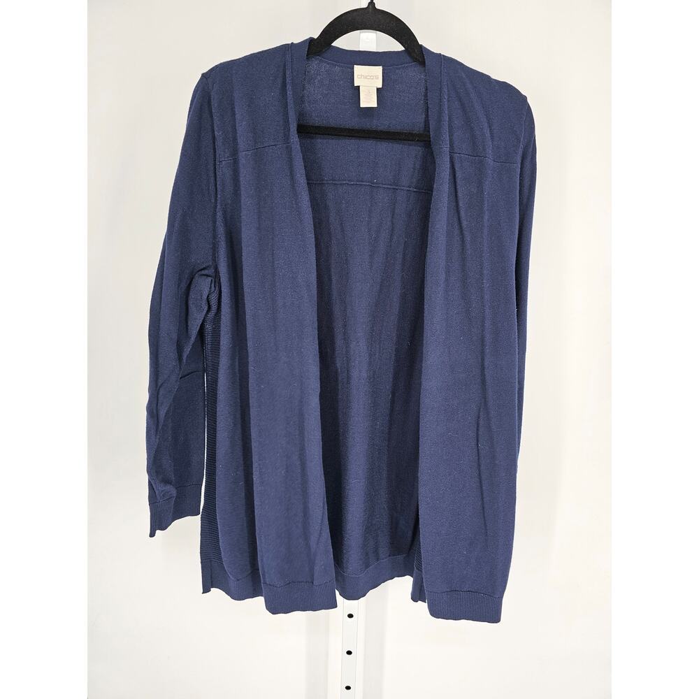 Chico's Women's Blue Long Sleeve Open Front Knitted Cardigan Size 3 (XL)